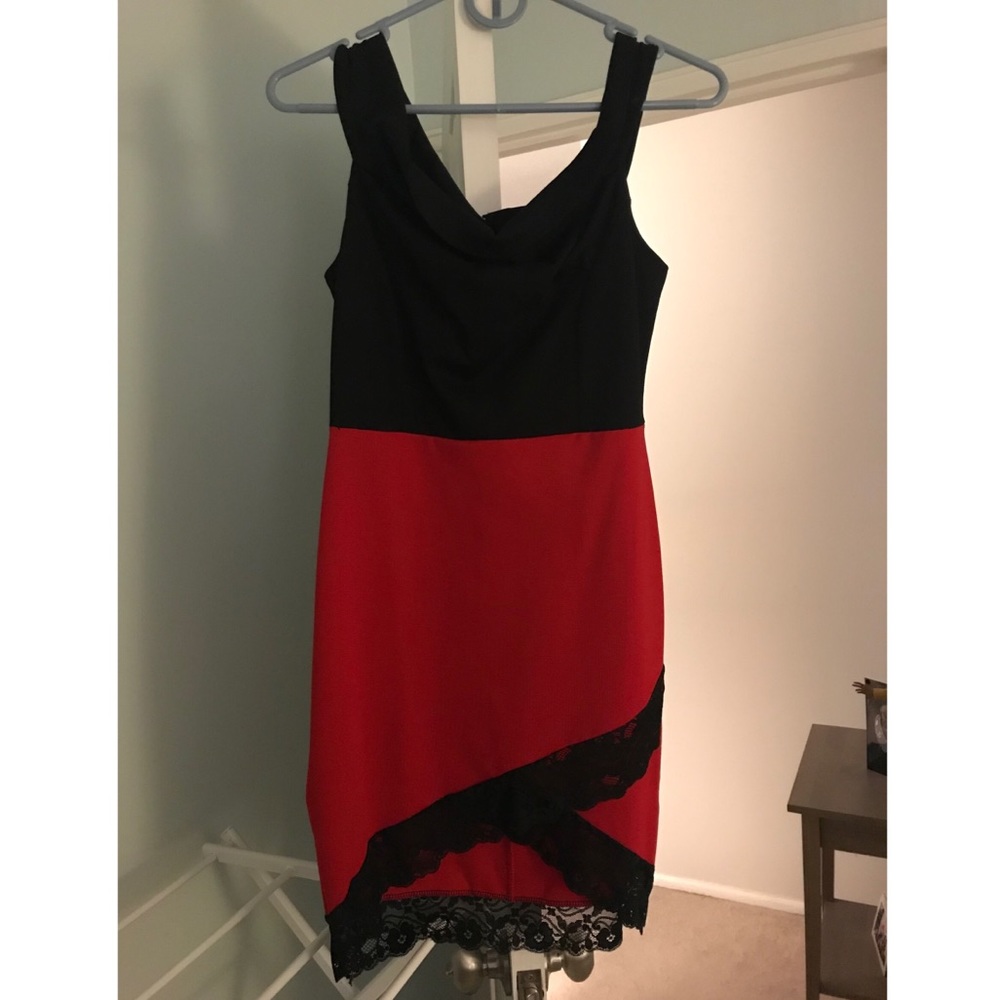 Fashion Nova red and black bodycon dress